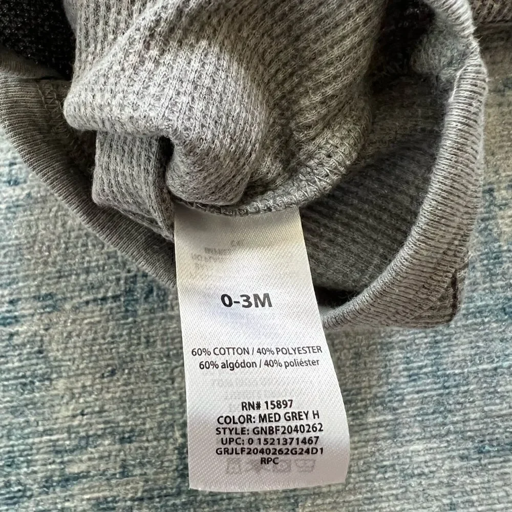 NWT! Garanimals Snow Much Fun Grey Thermal Bodysuit 0 - 3 Months